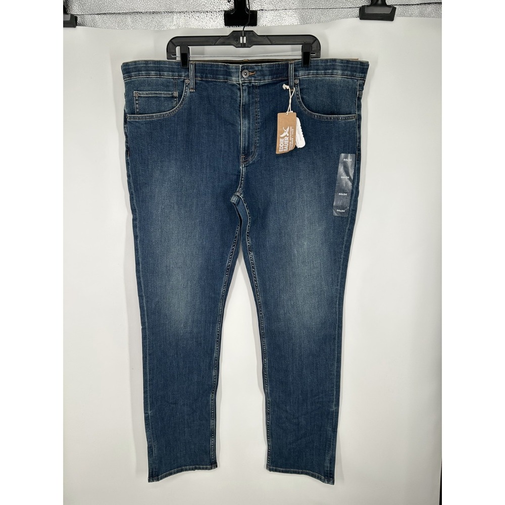 Eddie Bauer Voyager Flex‎ 2.0 Jeans Mens 44x34 Slim Fit Medium Wash Blue Denim